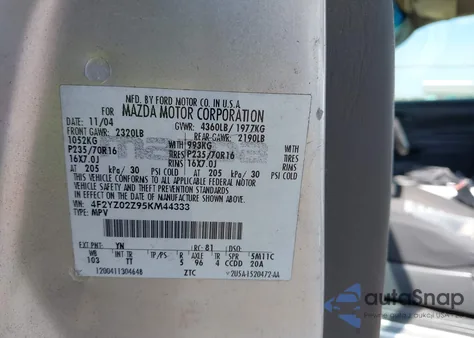 2005 Mazda Tribute I z USA, uszkodzony, nr VIN 4F2YZ02Z95KM44333